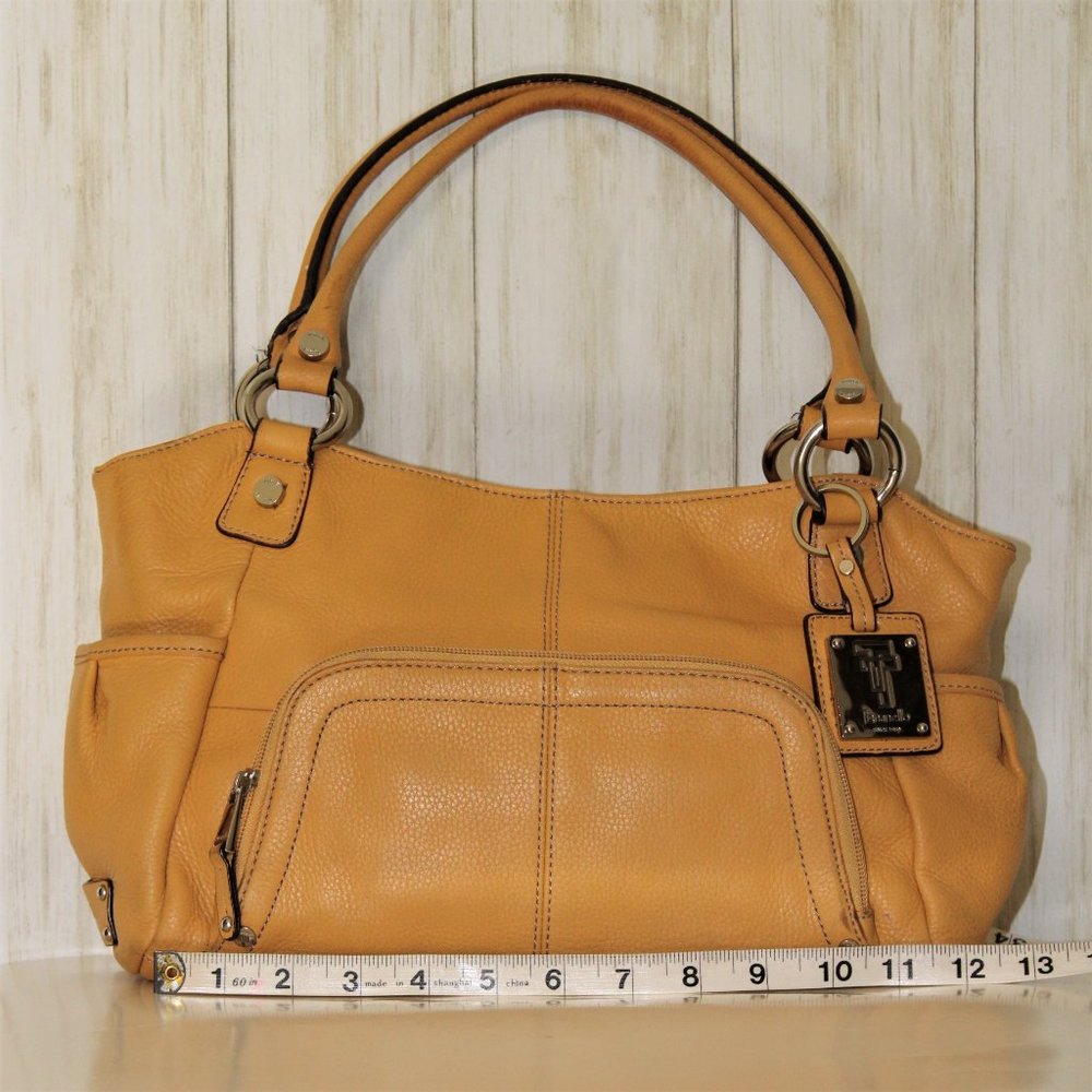 Tignanello Yellow Leather Organizer Shoulder Bag
